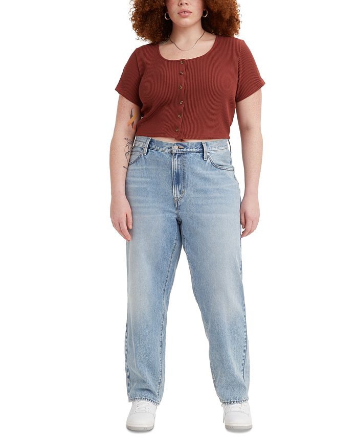 KISSPLUS Plus Size Baggy Jeans for Women High Waist Loose Women