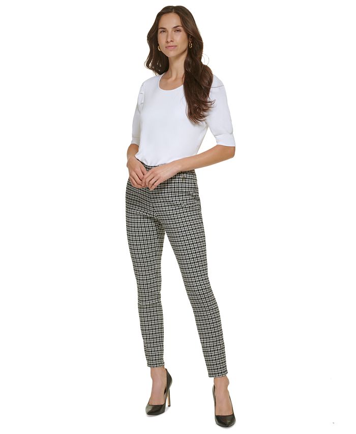 Tommy Hilfiger Women's Houndstooth-Print Stretch Pull-On Pants - Macy's
