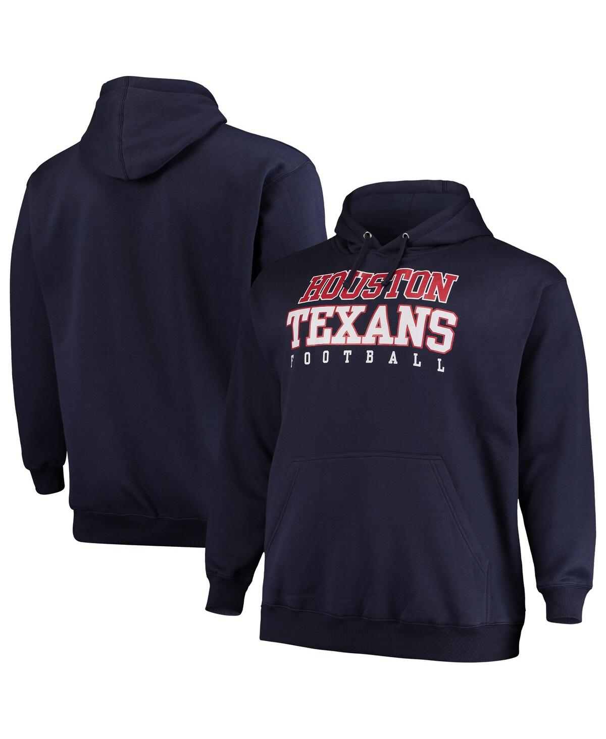 Men's Navy Houston Texans Big and Tall Stacked Pullover Hoodie - Navy