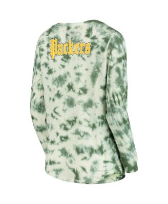 Women's Green Green Bay Packers Tie-Dye Long Sleeve T-shirt