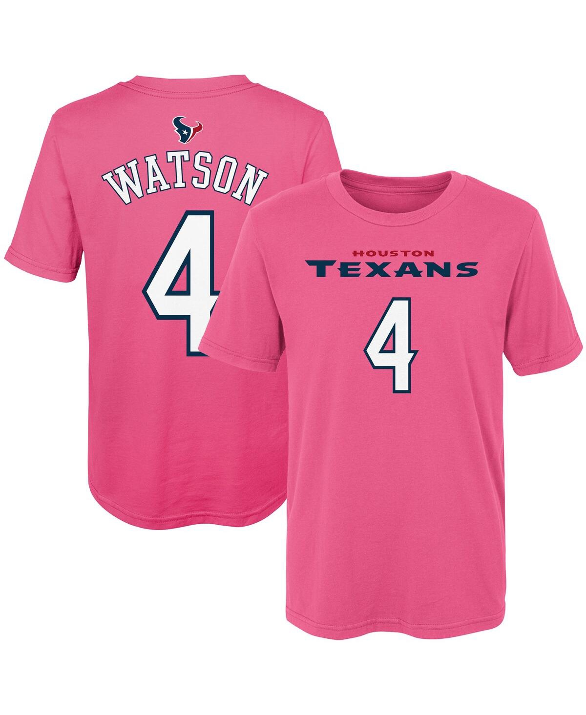 Outerstuff Babies' Preschool Girls Deshaun Watson Pink Houston Texans Player Mainliner Name And Number T-shirt