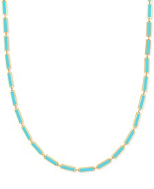 Turquoise Baguette 20" Statement Necklace in 14k Gold