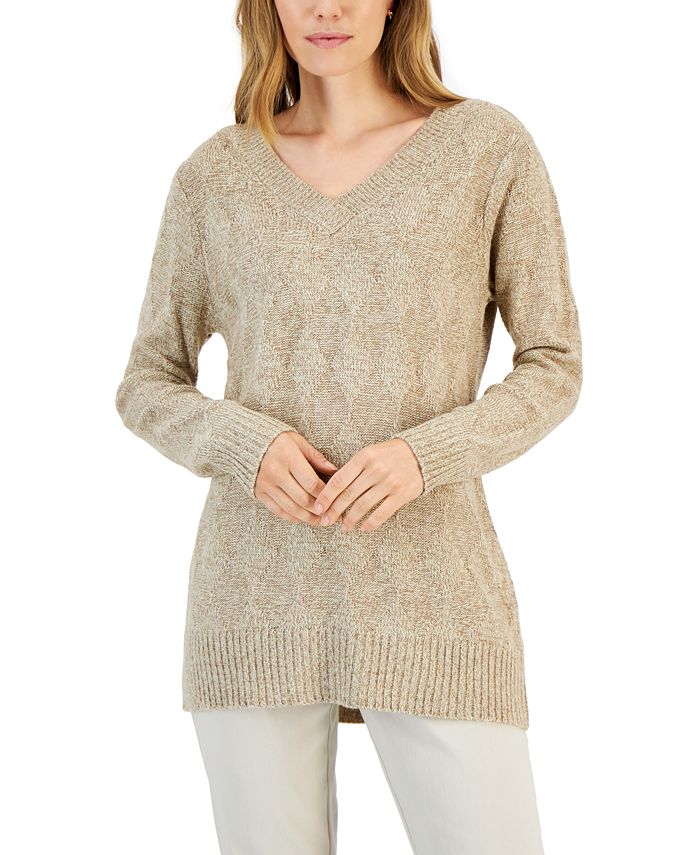 Karen Scott Women's Turbo Box-Stitch Sweater, Created for Macy's ...