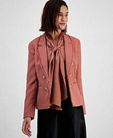 Women's Faux-Double-Breasted Fringe-Trim Blazer, Created for Macy's