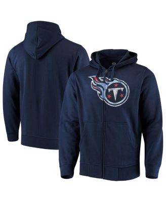 Men's Navy Tennessee Titans Primary Logo Full-Zip Hoodie