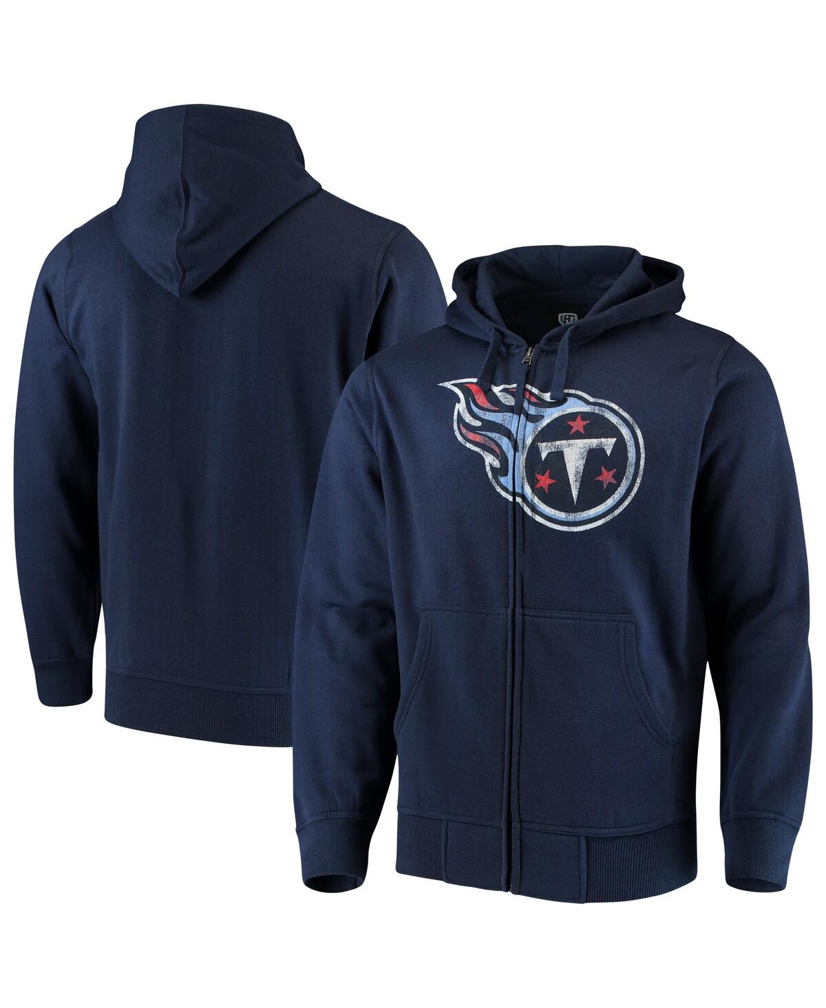 Shop G-iii Sports By Carl Banks Men's  Navy Tennessee Titans Primary Logo Full-zip Hoodie
