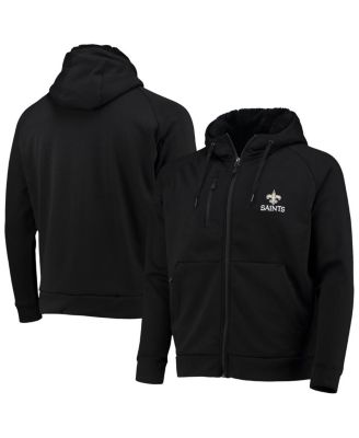 Men's Black New Orleans Saints Shag Tri-Blend Full-Zip Raglan Hoodie