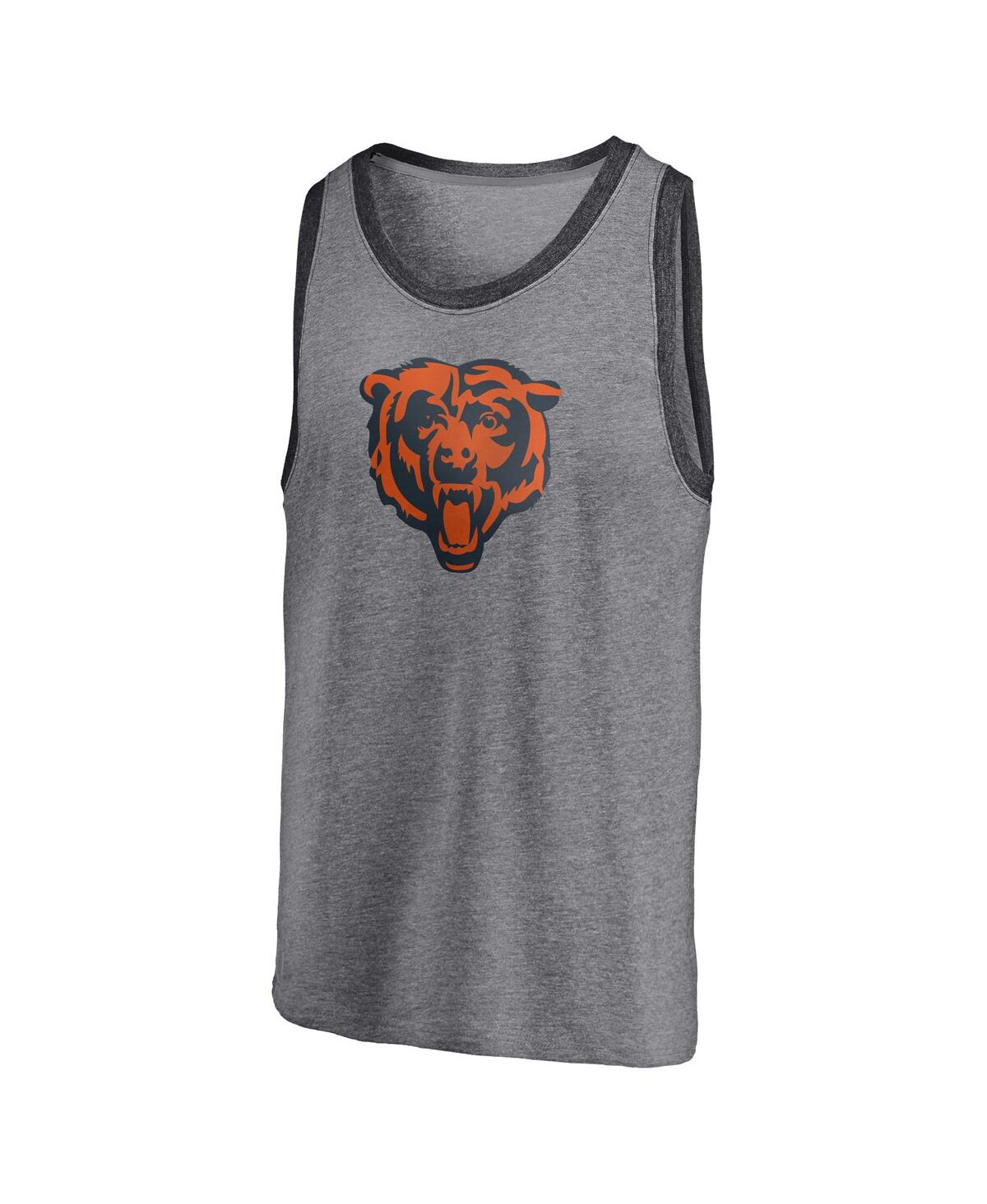 Shop Fanatics Men's  Heathered Gray And Heathered Charcoal Chicago Bears Famous Tri-blend Tank Top In Heathered Gray,heathered Charcoal