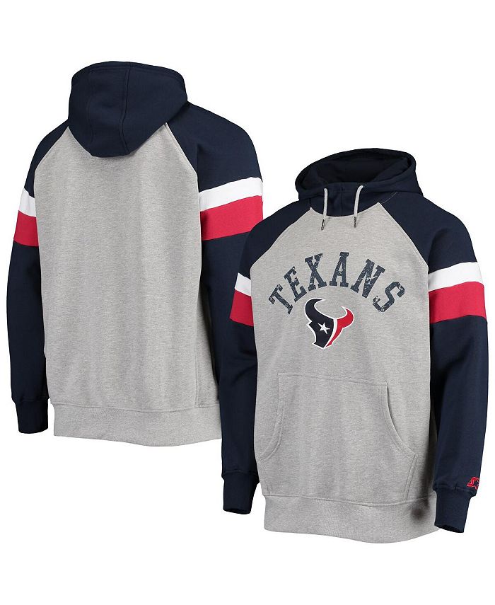 Starter Men's Heathered Gray, Navy Houston Texans Home Run Raglan Pullover  Hoodie - Macy's