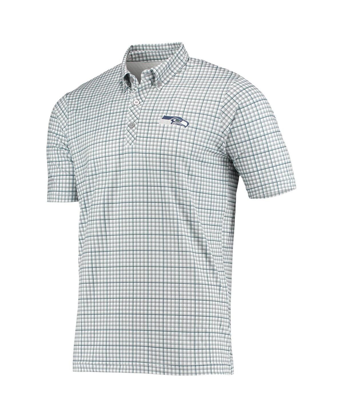 Shop Antigua Men's  Gray, Navy Seattle Seahawks Deliver Button-down Polo Shirt In Gray,navy