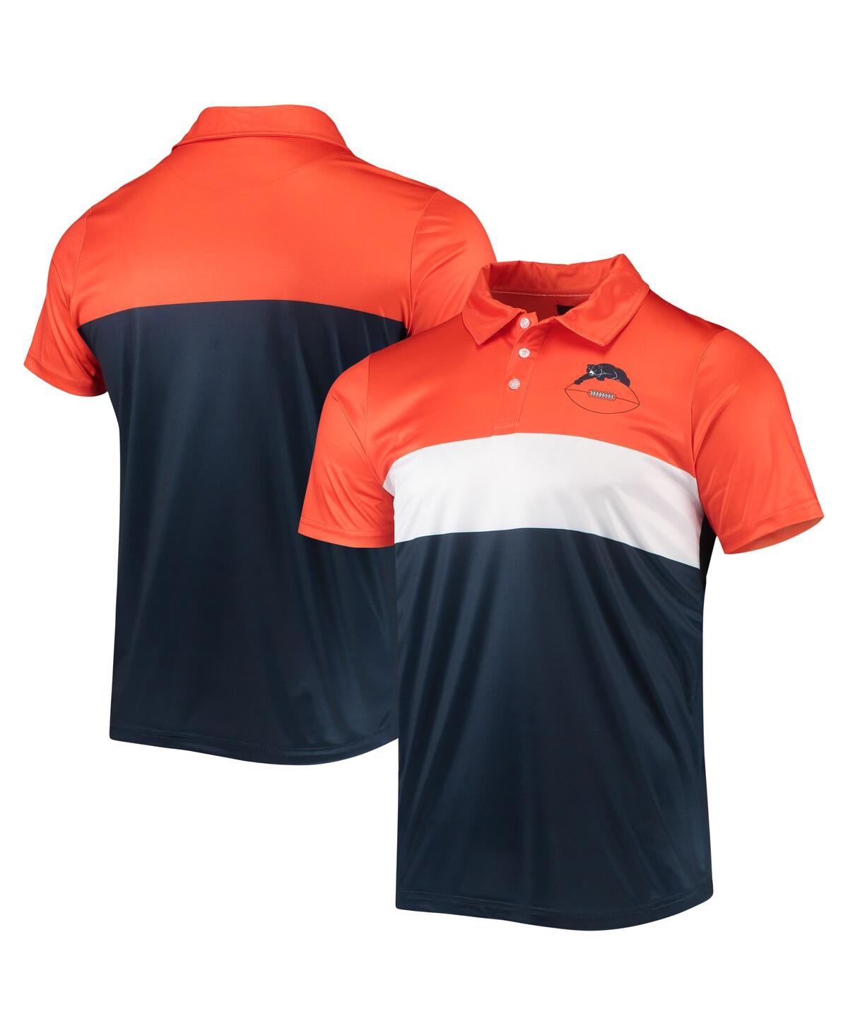 Shop Foco Men's  Orange, Navy Chicago Bears Retro Colorblock Polo Shirt In Orange,navy