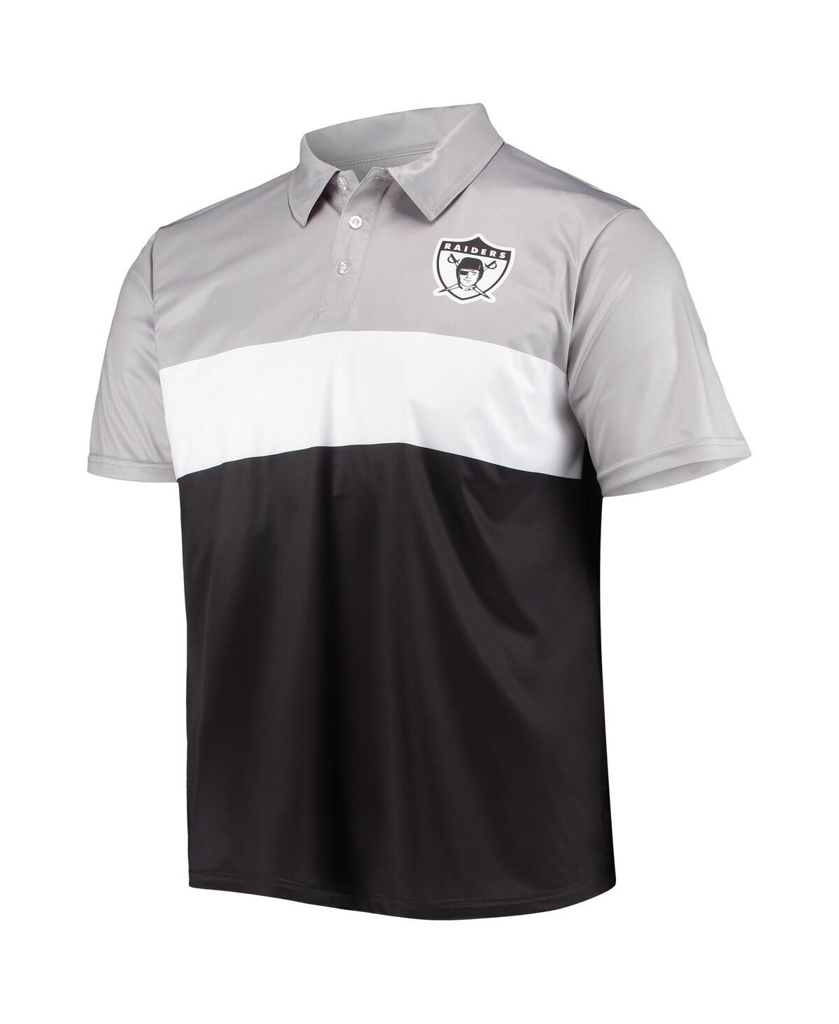 Shop Foco Men's  Silver, Black Las Vegas Raiders Retro Colorblock Polo Shirt In Silver,black