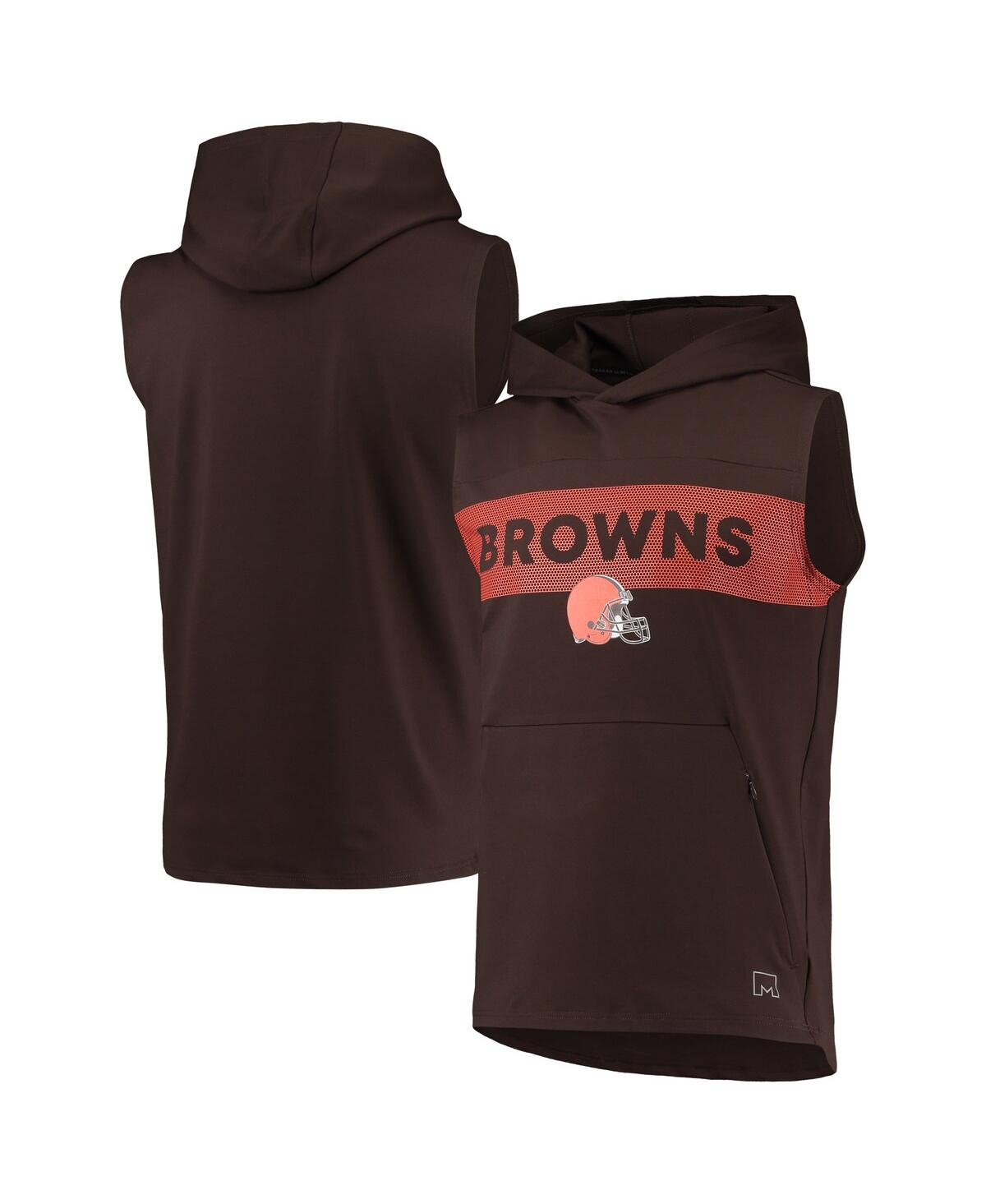 Msx By Michael Strahan Men's  Brown Cleveland Browns Marathon Sleeveless Pullover Hoodie