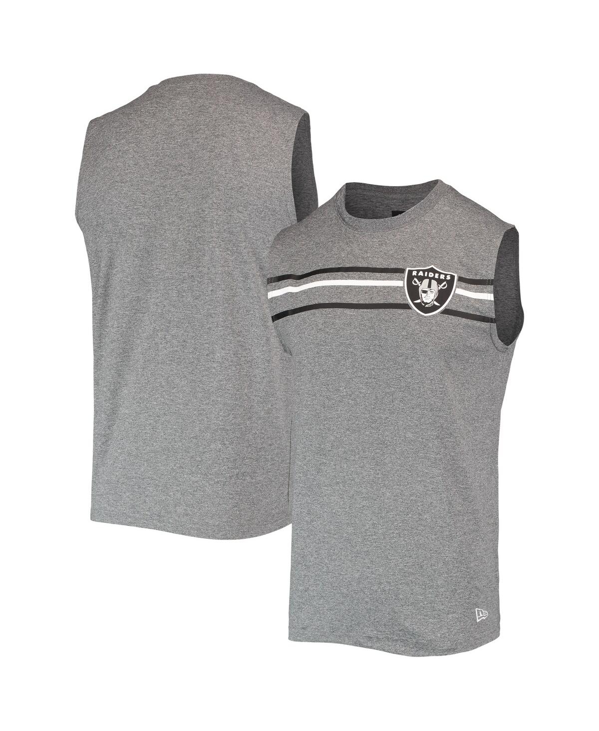 Shop New Era Men's  Heathered Gray Las Vegas Raiders Brushed Sleeveless Tank Top