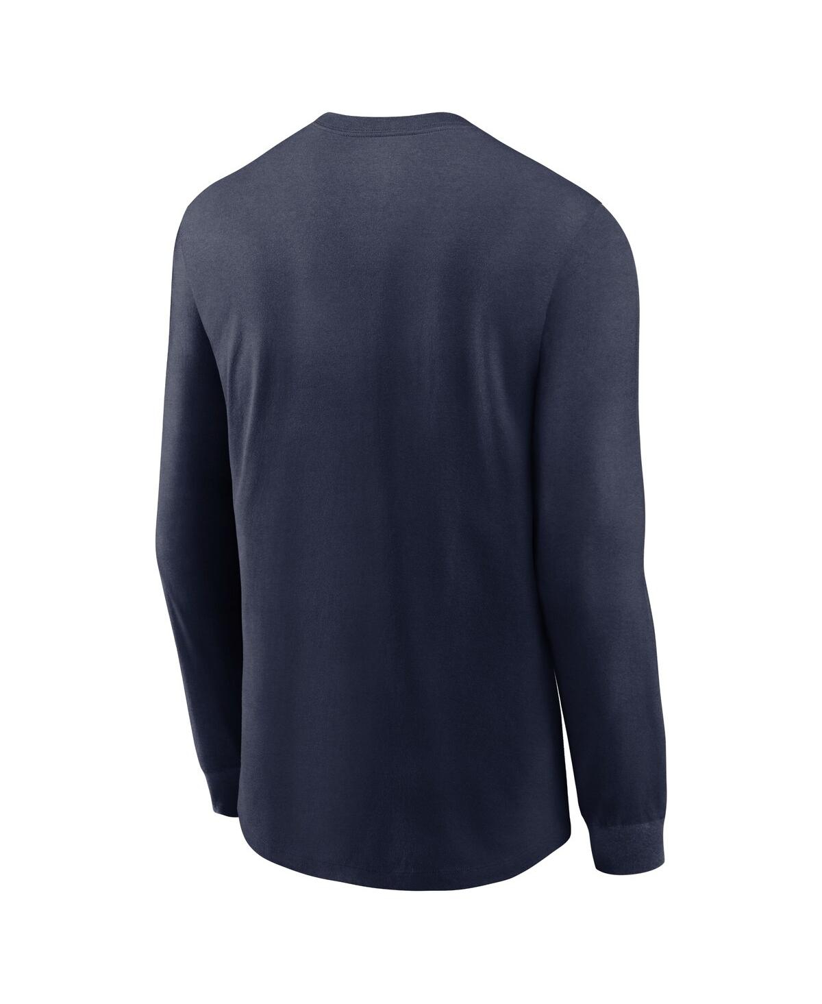 Shop Nike Men's  Navy Denver Broncos Infograph Lock Up Performance Long Sleeve T-shirt