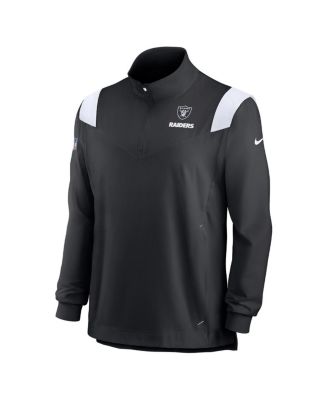 Men's Black Las Vegas Raiders 2022 Coach Chevron Lockup Quarter-Zip Long Sleeve Top