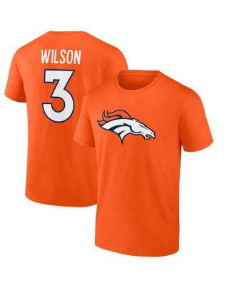 Russell Wilson Denver Broncos Men's Orange Name & Number Logo T-Shirt 