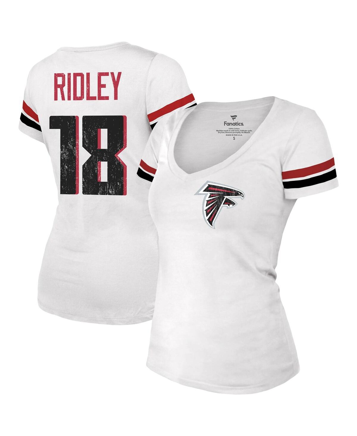 MAJESTIC WOMEN'S MAJESTIC THREADS CALVIN RIDLEY WHITE ATLANTA FALCONS NAME AND NUMBER V-NECK T-SHIRT