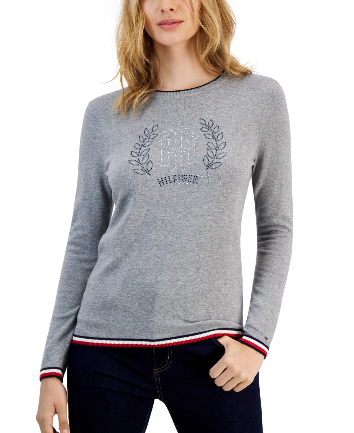 Tommy Hilfiger Big Girls 7-16 Long Sleeve Heather Lurex Monogram