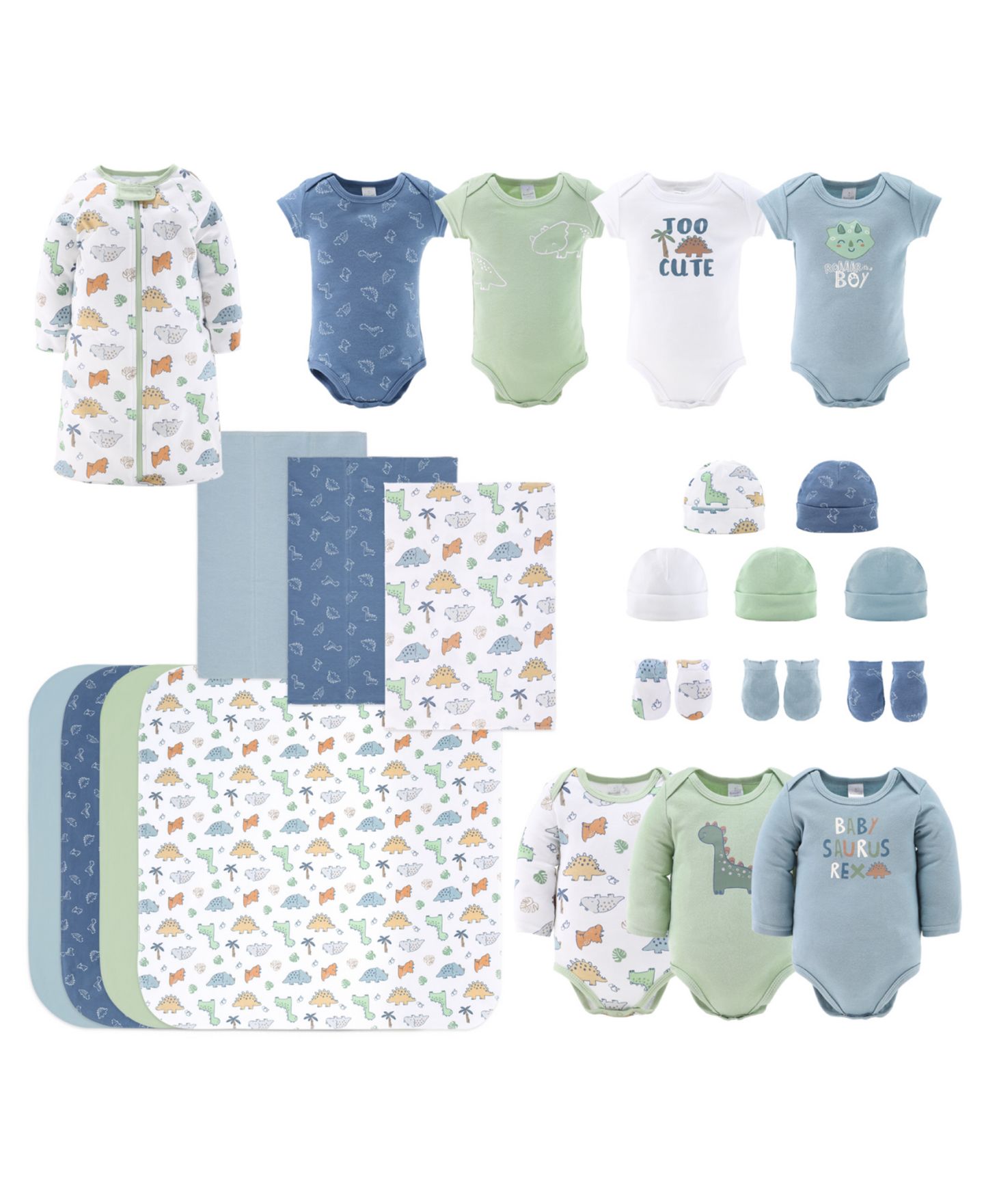 Детский подарочный набор для новорождённого The Peanutshell Shower Gift Layette, цвет: Синий / Зелёный — фото 1