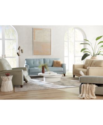Furniture Ashlinn Leather Sofa Collection Created For Macys In Sky Blue