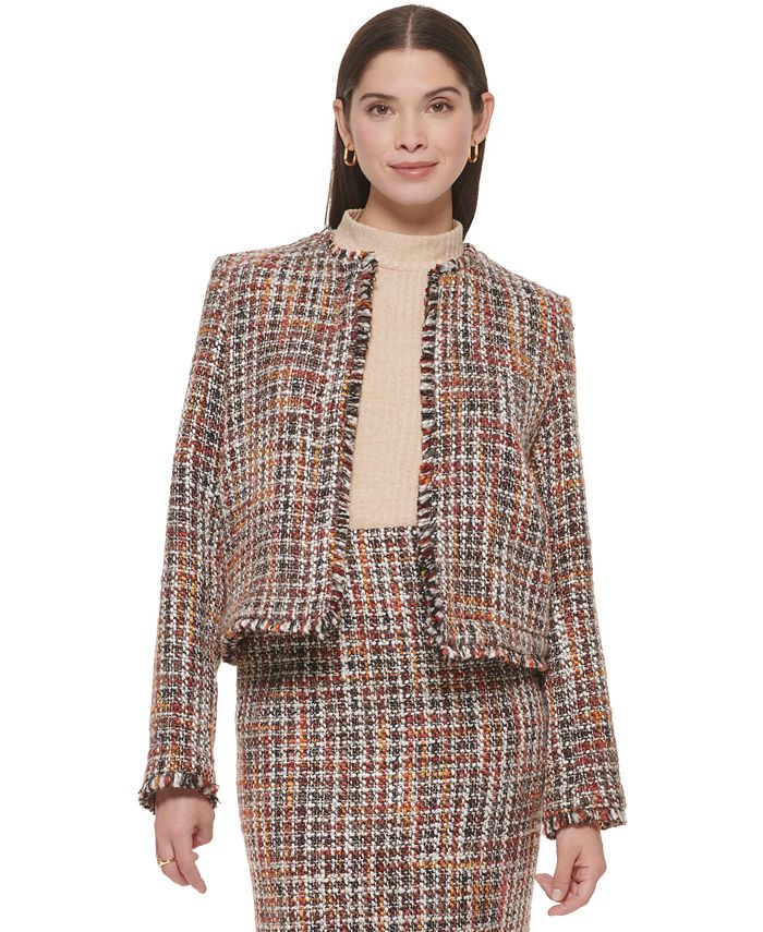 Calvin Klein Women's Open Front Tweed Jacket & Reviews - Jackets & Blazers  - Women - Macy's