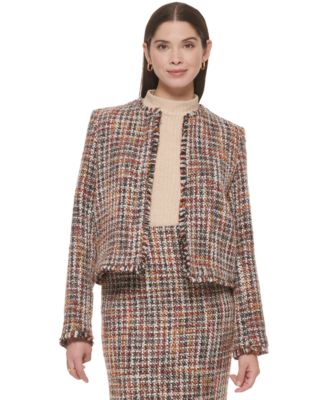 Calvin Klein Women's Open Front Tweed Jacket - Macy's