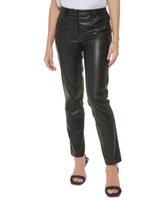 Calvin Klein - Women's Faux Leather Slim Leg Pants