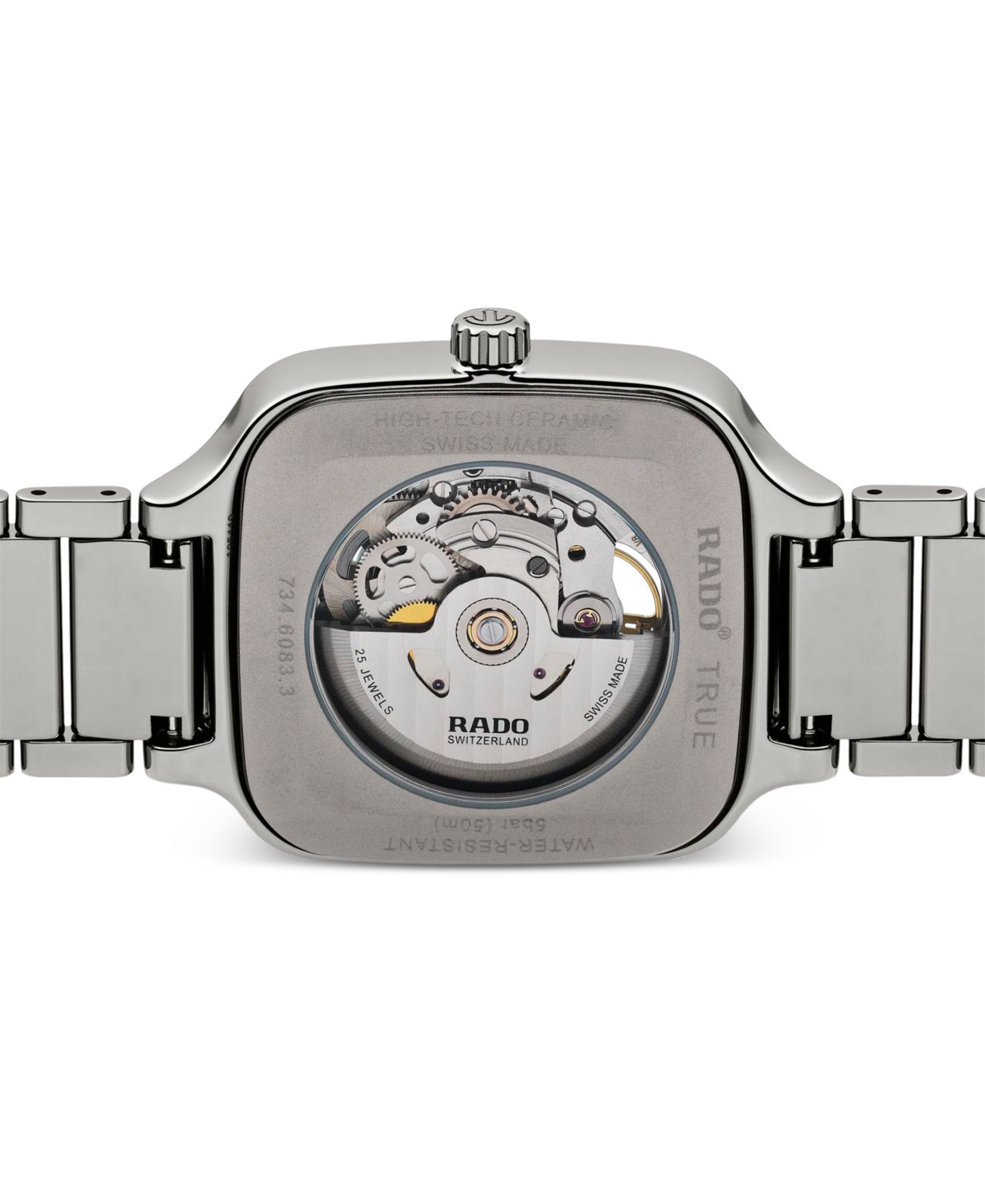 Часы Rado Unisex Swiss Automatic True Square Gray Ceramic Bracelet Watch 38mm — фото 2