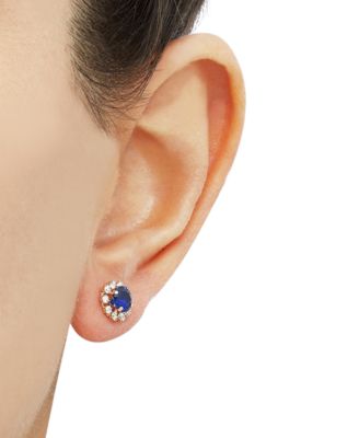 Lab-Grown Sapphire (1-1/5 ct. tw.) & Lab-Grown White Sapphire (5/8 ct. t.w.) Halo Stud Earrings in 14k Gold