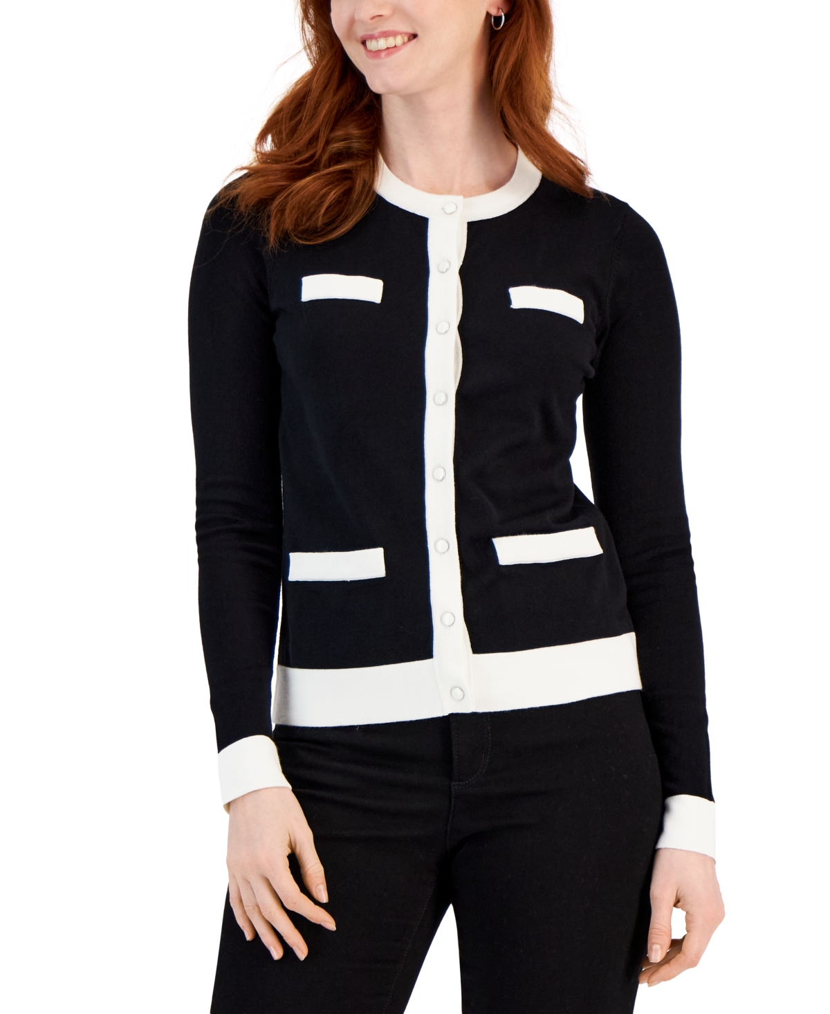 Charter Club Women s Colorblocked Cardigan Created For Macy s In Deep Black ModeSens