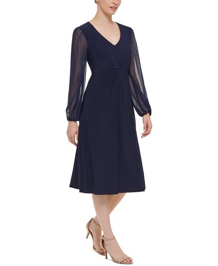 Jessica Howard Women's ChiffonSleeve Midi Dress Macy's