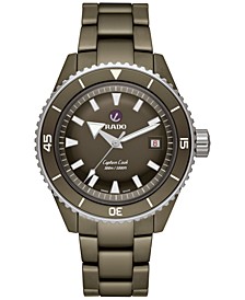 Men's Swiss Automatic Captain Cook Diver Olive Ceramic Bracelet Watch 43mm