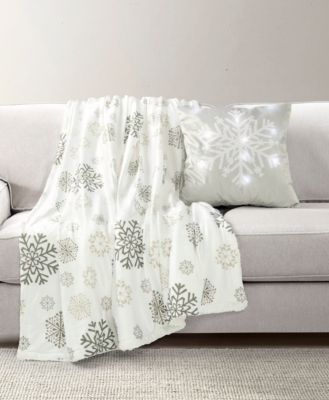 The Mountain Home Collection - Corey Snowflake Led Snowflake Rush 2Pk Pillow & Throw