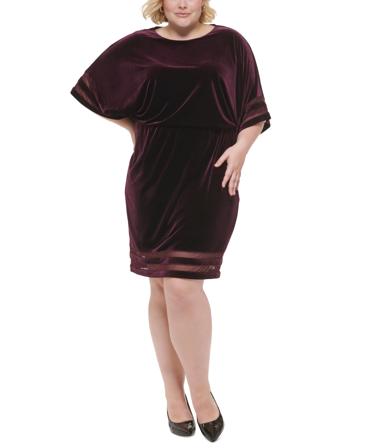 Jessica Howard Plus Size Velvet Blouson Dress