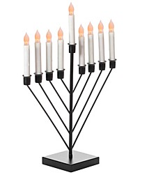 9 Branch Electric Chabad Judaic Chanukah Menorah with LED Candle Design Candlestick