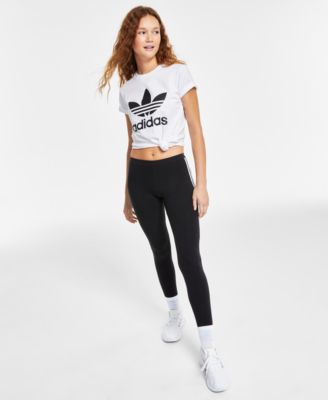 Adidas Womens Trefoil Logo T Shirt Full Length Leggings