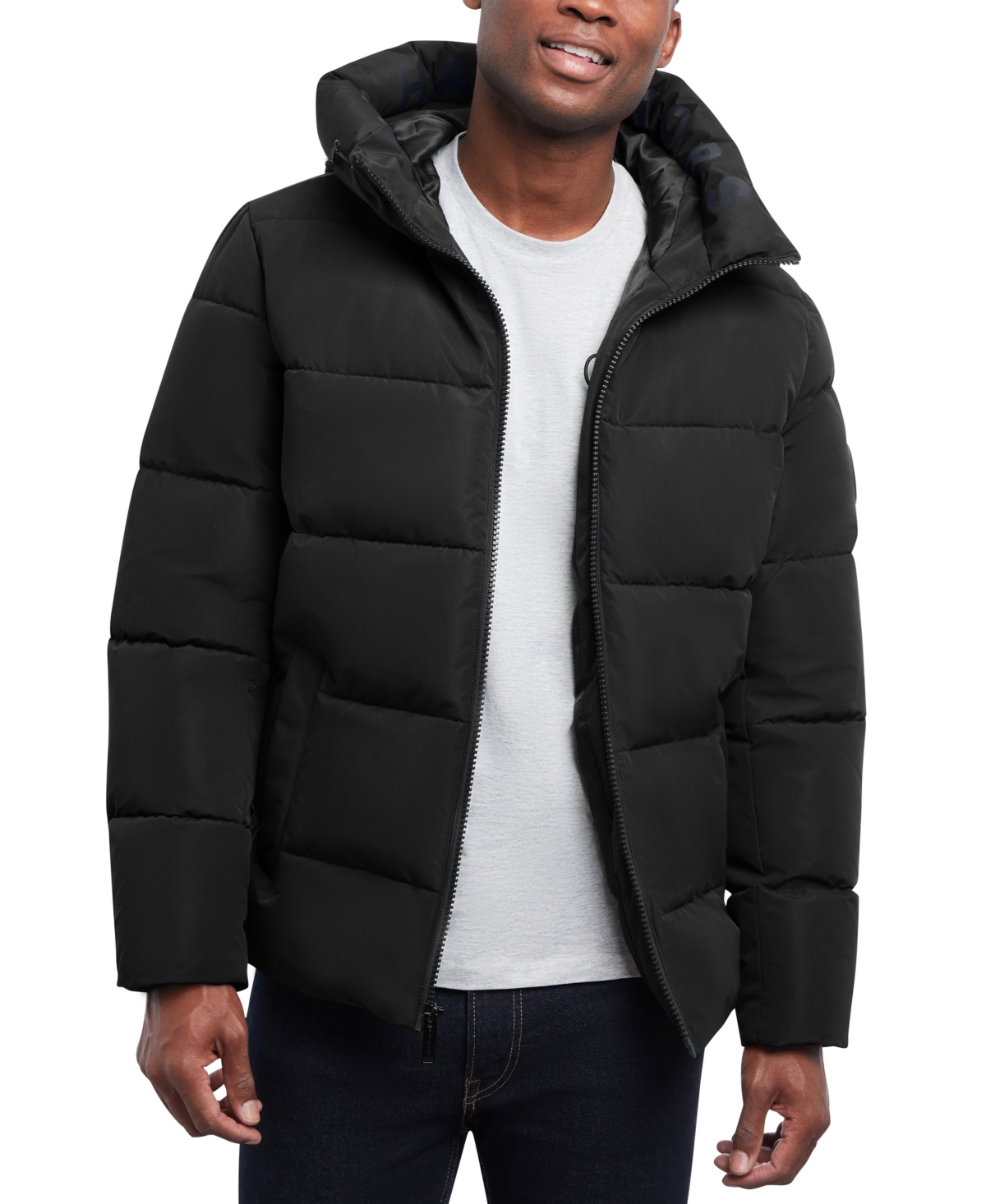 Michael Kors Men's Quilted Hooded Puffer Jacket In Black