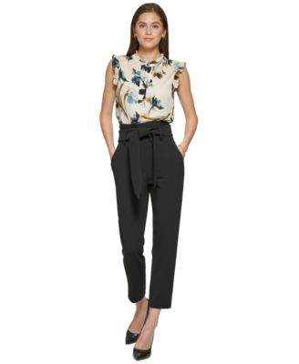 Women's Tie-Waist High-Rise Straight-Fit Pants 