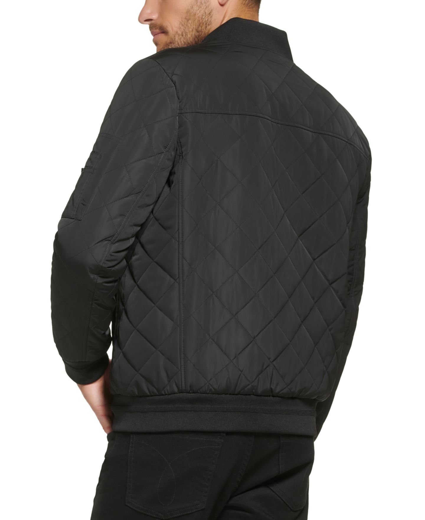 Мужская куртка Calvin Klein Quilted Baseball with Rib-Knit Trim, цвет: Чёрный — фото 2