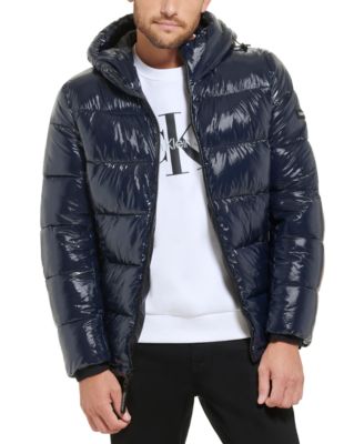 Men's High Shine Hooded Puffer Jacket 