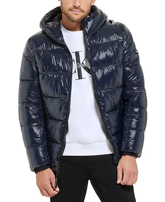 besteden gouden vermoeidheid Calvin Klein Men's High Shine Hooded Puffer Jacket & Reviews - Coats &  Jackets - Men - Macy's