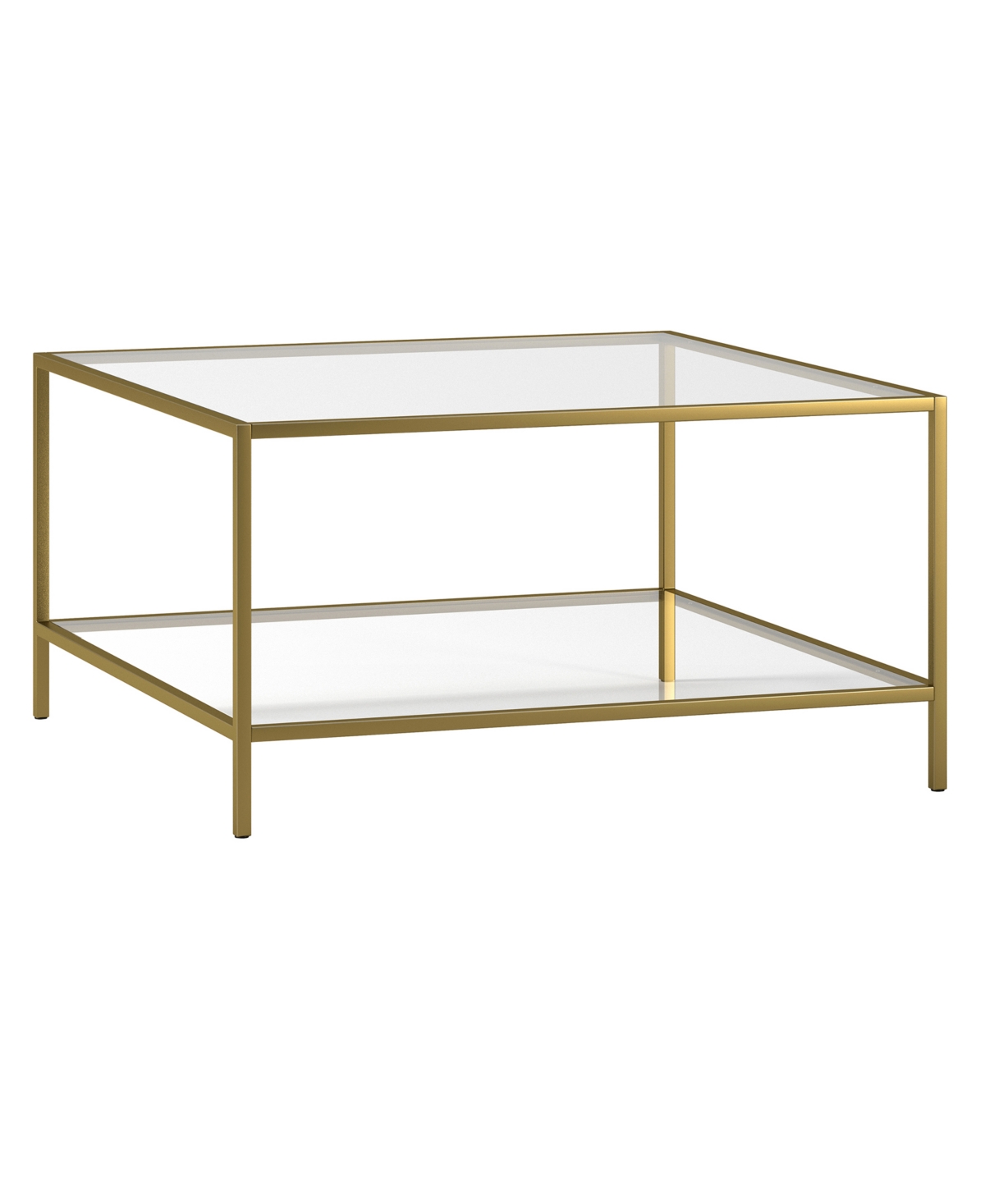 Hudson & Canal Sivil Square Wide Coffee Table, 32'' In Brass
