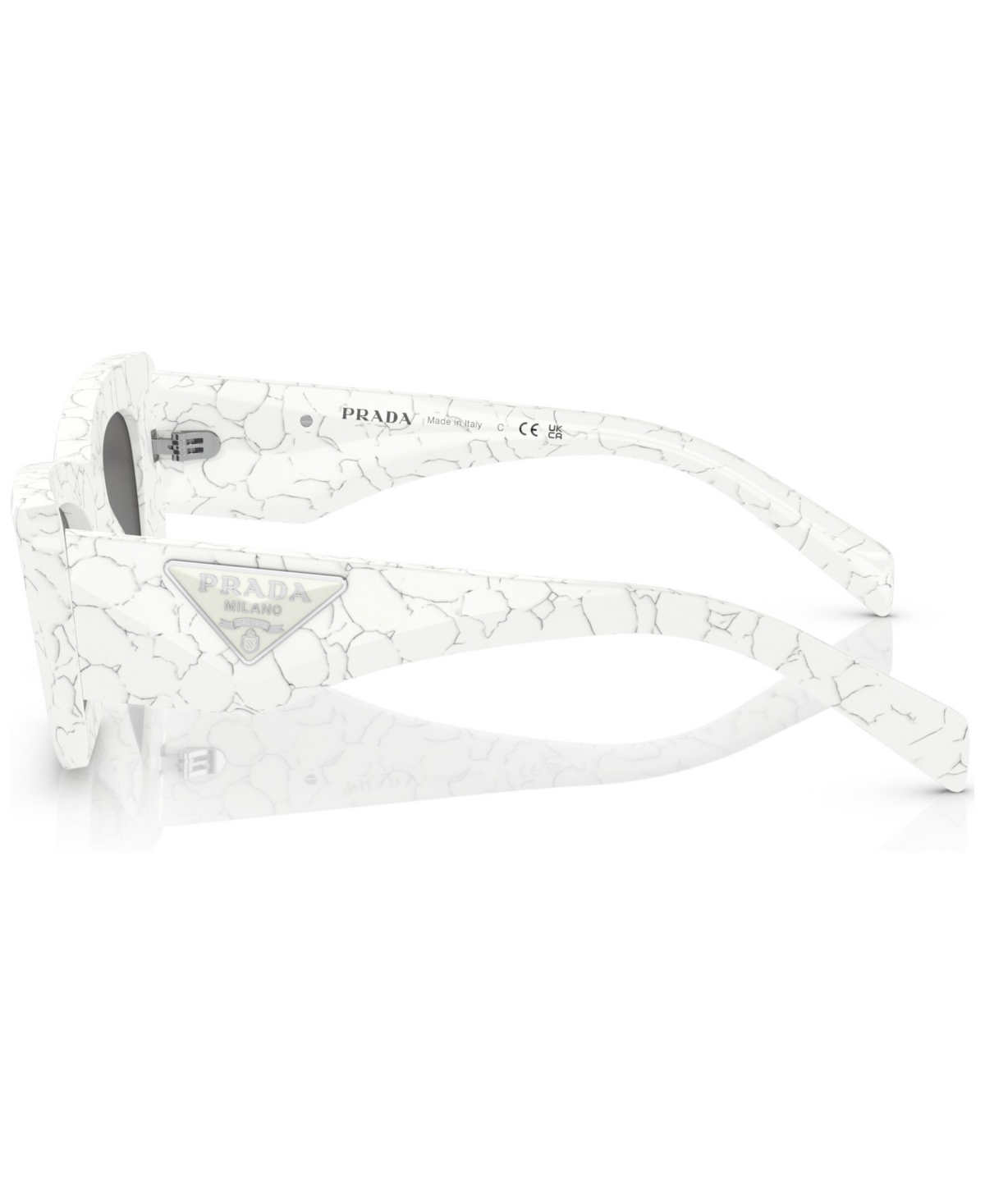 Prada Marble-print Rectangular-frame Sunglasses In White