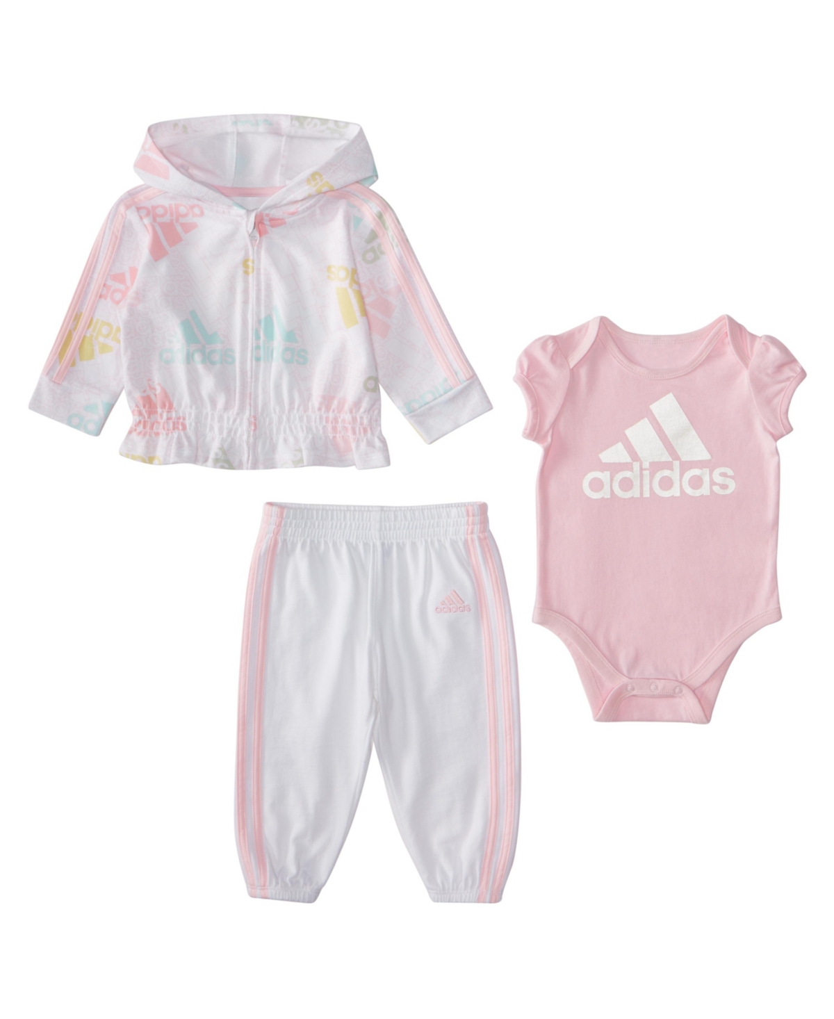 adidas Baby Girls 3-Piece Brand Love French Terry Jacket Set