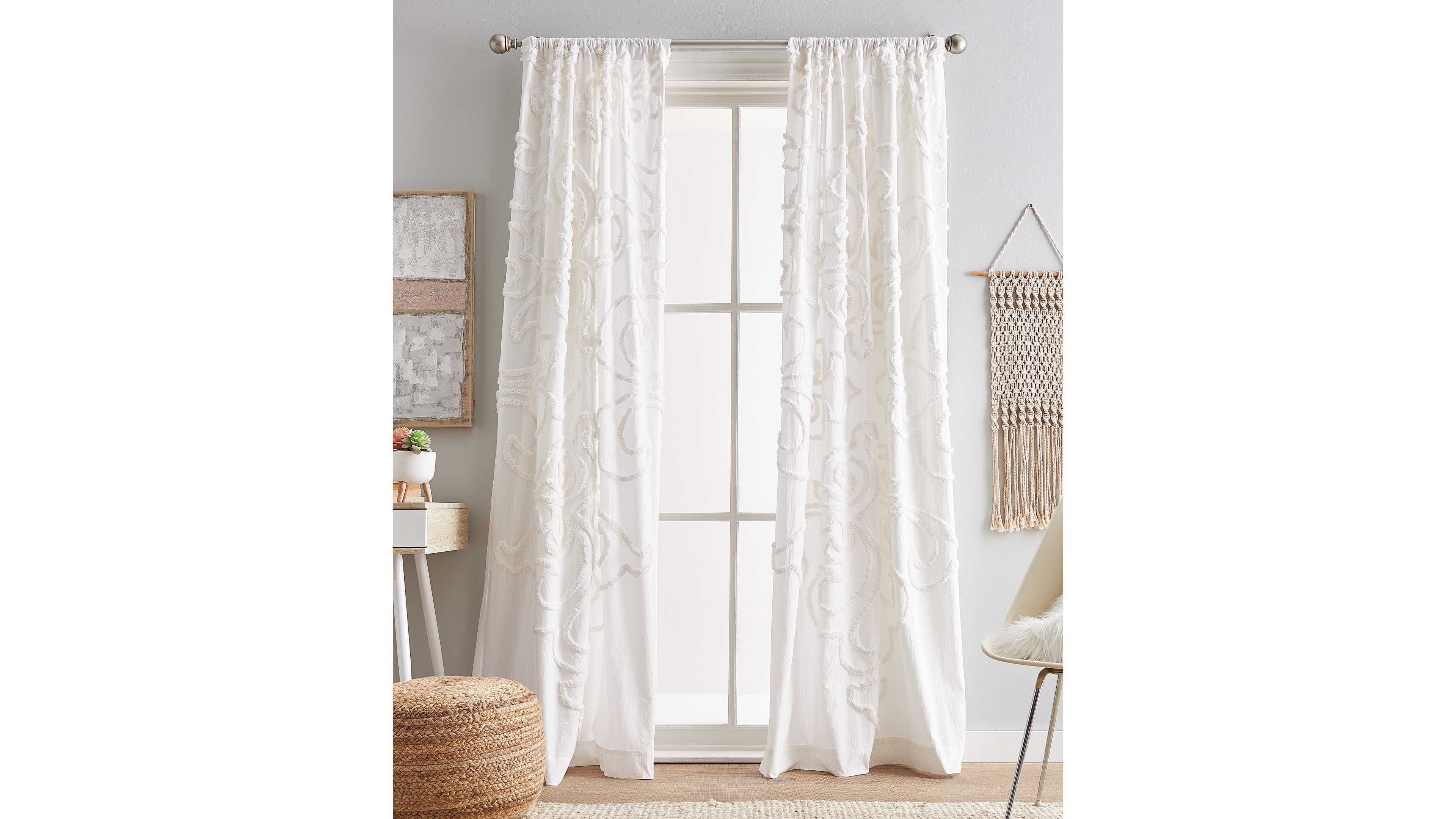 Peri Home Gates Tufted Chenille Pole Top 2-Piece Curtain Panel Set, 50" x 95"