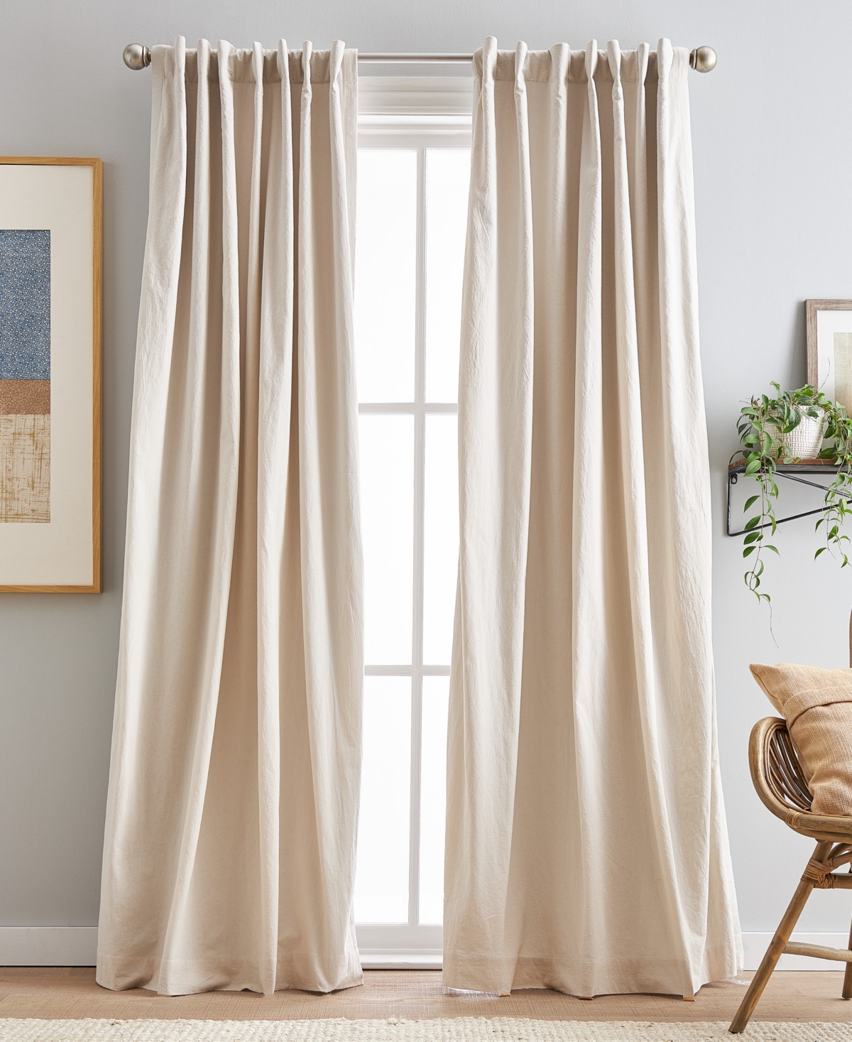 Peri Home Sanctuary Back Tab Lined 2-piece Curtain Panel Set, 50" X 108" In Linen