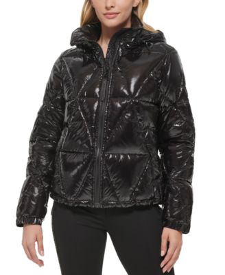 Karl Lagerfeld Paris Women's Hooded Down Puffer Coat - Macy's