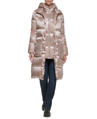 KARL LAGERFELD PARIS Women's Hooded Quilted Down Puffer Coat - Macy's