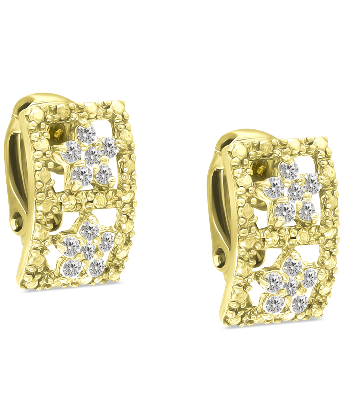 Giani Bernini Cubic Zirconia Open Rectangle Clip-On Stud Earrings in 18kPlated Sterling Silver, Created for Macy's - Gold